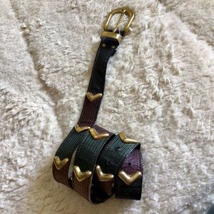 Sand Castle Heavy Brass and Textured Multi-colored Leather Belt